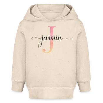 J | Monogramm | Name | Jasmin |Watercolor - Baby Organic Hoodie Baby Cruiser von Stanley/Stella - Natur - Vorne