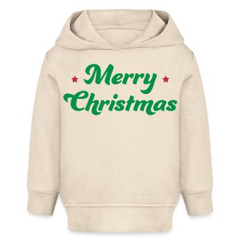 Joyeux Noël Astérisque Vert Rouge - Sweat à capuche bébé bio Stanley/Stella - écru doux - Devant