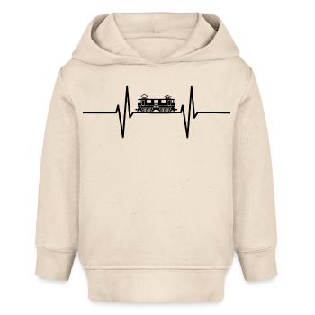 Herzschlag mit historischer Lokomotive / Zug - Baby Organic Hoodie Baby Cruiser von Stanley/Stella - Natur - Vorne