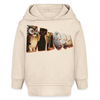 balai chat hibou lettrage wicca - Sweat à capuche bébé bio Stanley/Stella - écru doux - Devant