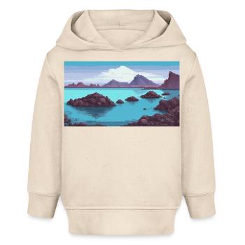 Blue Lagoon, Islande - Pixel Art - Sweat à capuche bébé bio Stanley/Stella - écru doux - Devant
