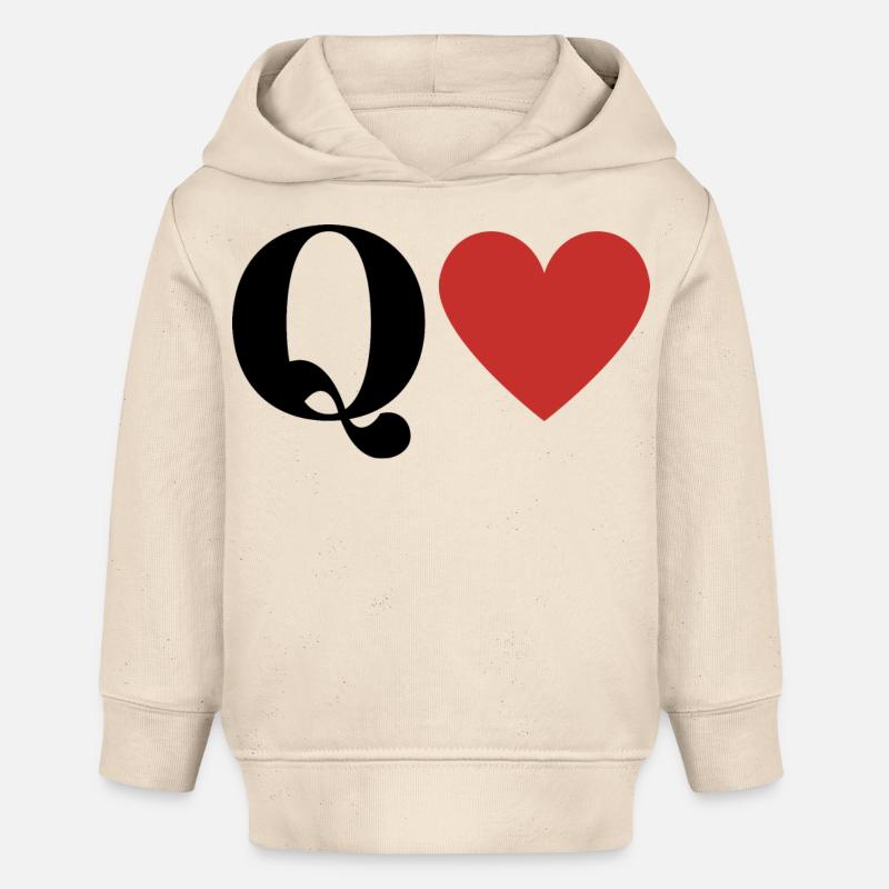 Lettre q cœur rouge - Sweat à capuche bébé bio Stanley/Stella - écru doux