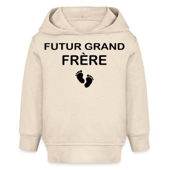 Futur grand frère - annonce futur grand frère - Sweat à capuche bébé bio Stanley/Stella - écru doux - Devant