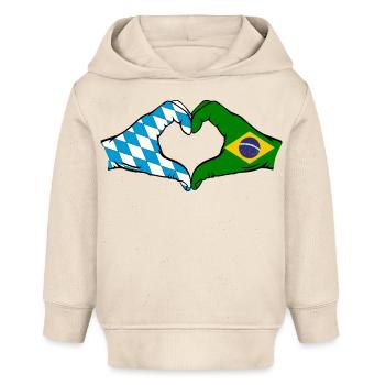 Bavaria Brazil Flag Hands Heart Shape - Baby Organic Hoodie by Stanley/Stella - soft Ecru - Front