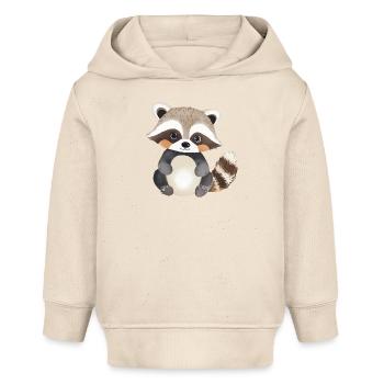 Raccoon Illustration - Baby Organic Hoodie by Stanley/Stella - soft Ecru - Front