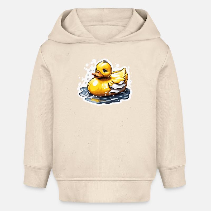 Canard en caoutchouc / canard en caoutchouc / eau / baignoire - Sweat à capuche bébé bio Stanley/Stella - écru doux