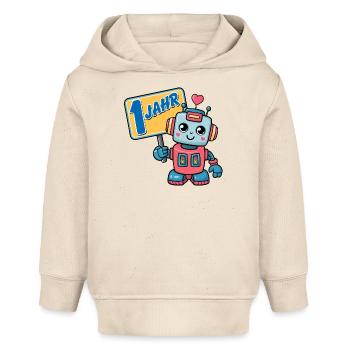 Ein Jahr kleiner Roboter Kindergeburtstag - Baby Organic Hoodie Baby Cruiser von Stanley/Stella - Natur - Vorne