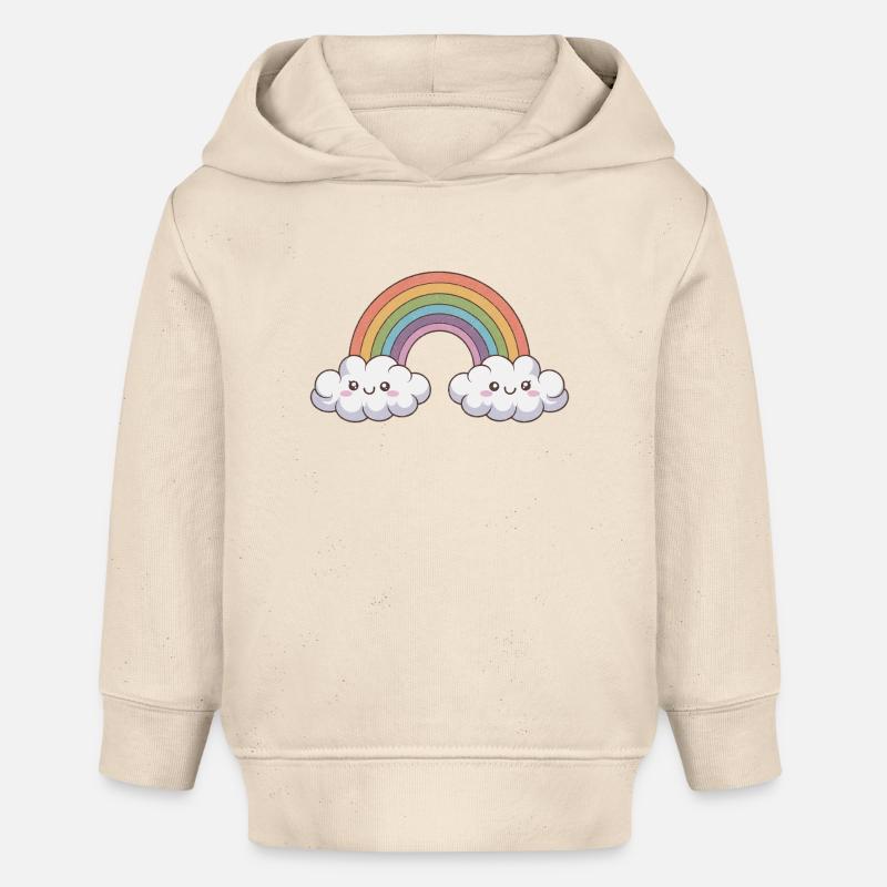 Amis arc-en-ciel heureux - Sweat à capuche bébé bio Stanley/Stella - écru doux