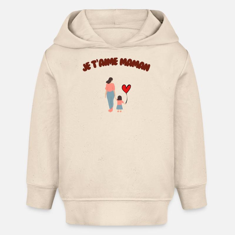 Je t'aime Maman - Sweat à capuche bébé bio Stanley/Stella - écru doux