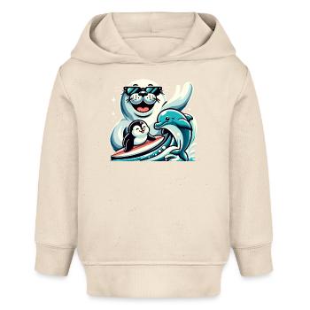 Lustige Tiere Seehund Delfin und Pinguin - Baby Organic Hoodie Baby Cruiser von Stanley/Stella - Natur - Vorne