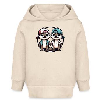 Deux copains loutres mignons copains pour toujours - Sweat à capuche bébé bio Stanley/Stella - écru doux - Devant
