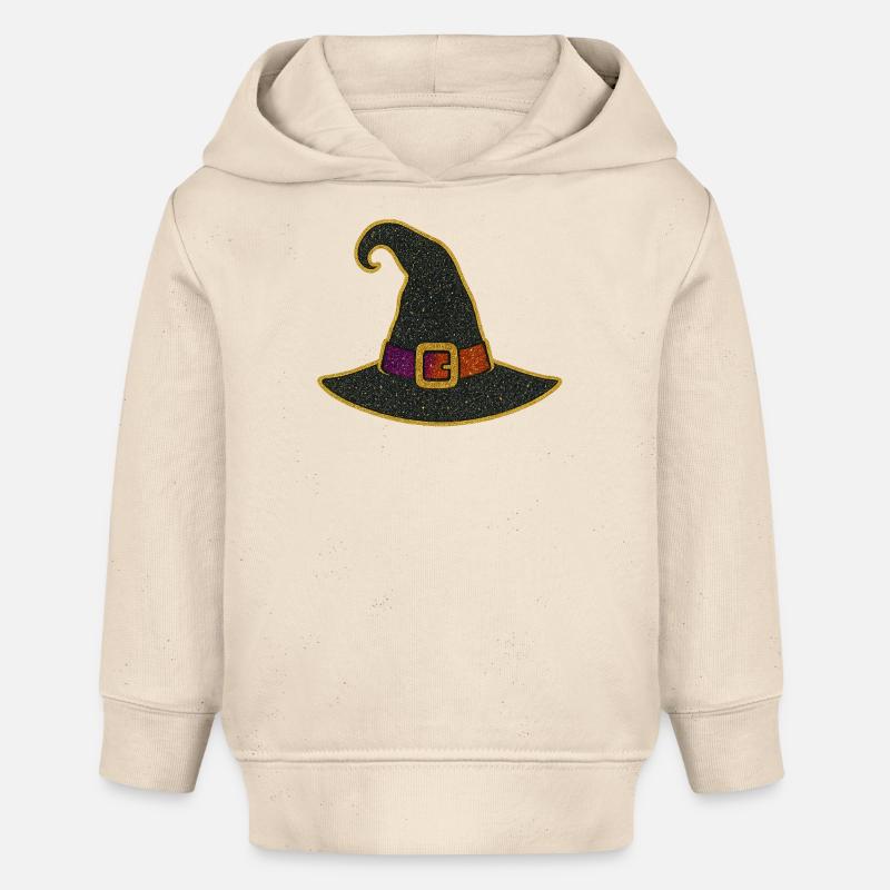 Chapeau de sorcière scintillant jante dorée - Sweat à capuche bébé bio Stanley/Stella - écru doux