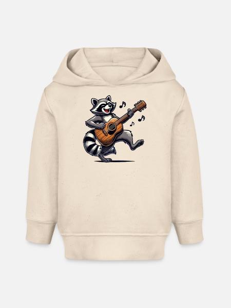 Raccoon Guitare Musique - Sweat à capuche bébé bio Stanley/Stella - écru doux