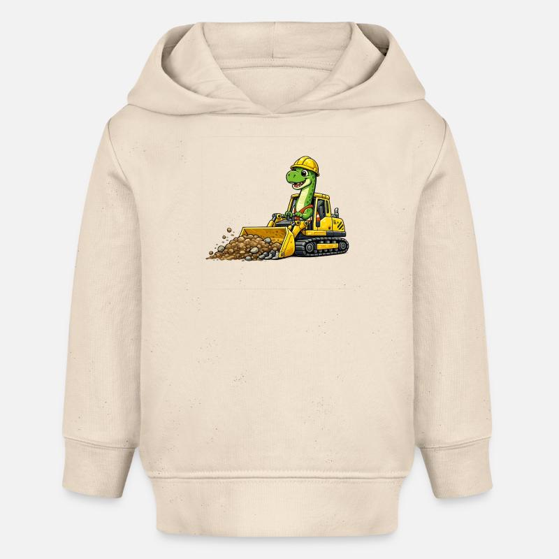 Bulldozer ouvrier du bâtiment Dino - Sweat à capuche bébé bio Stanley/Stella - écru doux