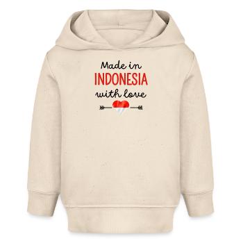 Made in Indonesia with Love – Baby Clothes - Baby Organic Hoodie by Stanley/Stella - soft Ecru - Front