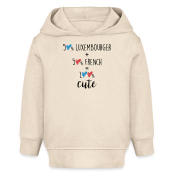 50% Luxembourgeois, 50% Français = 100% Mignon - Sweat à capuche bébé bio Stanley/Stella - écru doux - Devant