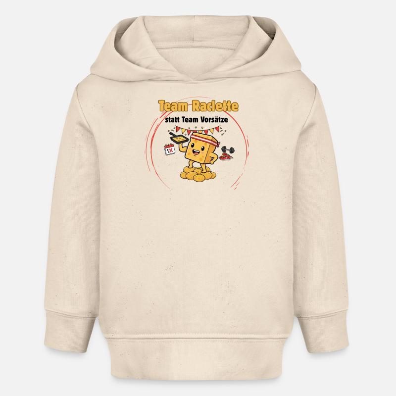 Team Raclette – La puissance du fromage avec humour - Sweat à capuche bébé bio Stanley/Stella - écru doux