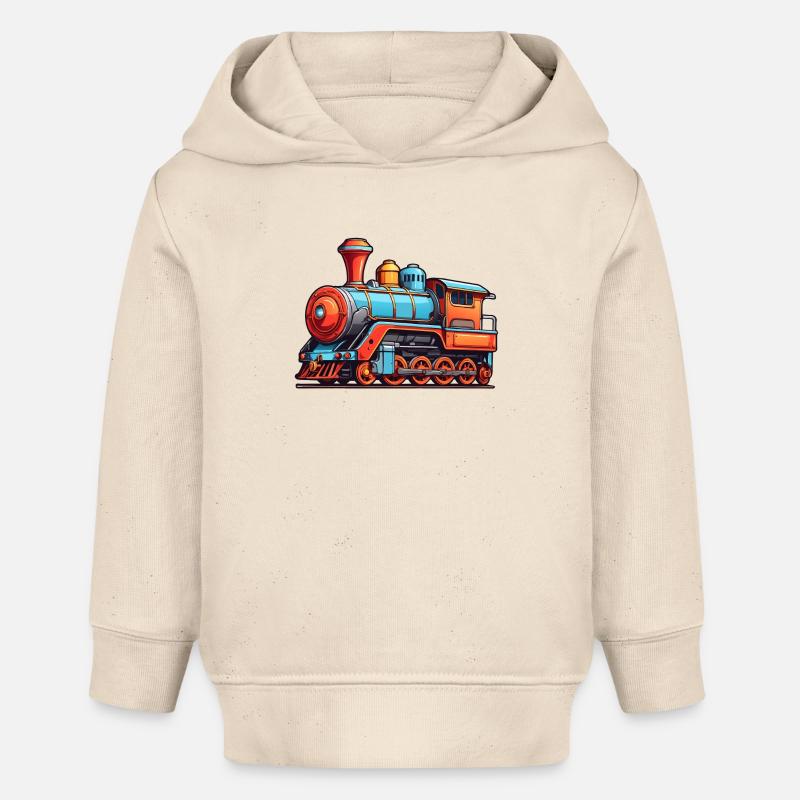 Locomotive à vapeur nostalgique - Sweat à capuche bébé bio Stanley/Stella - écru doux