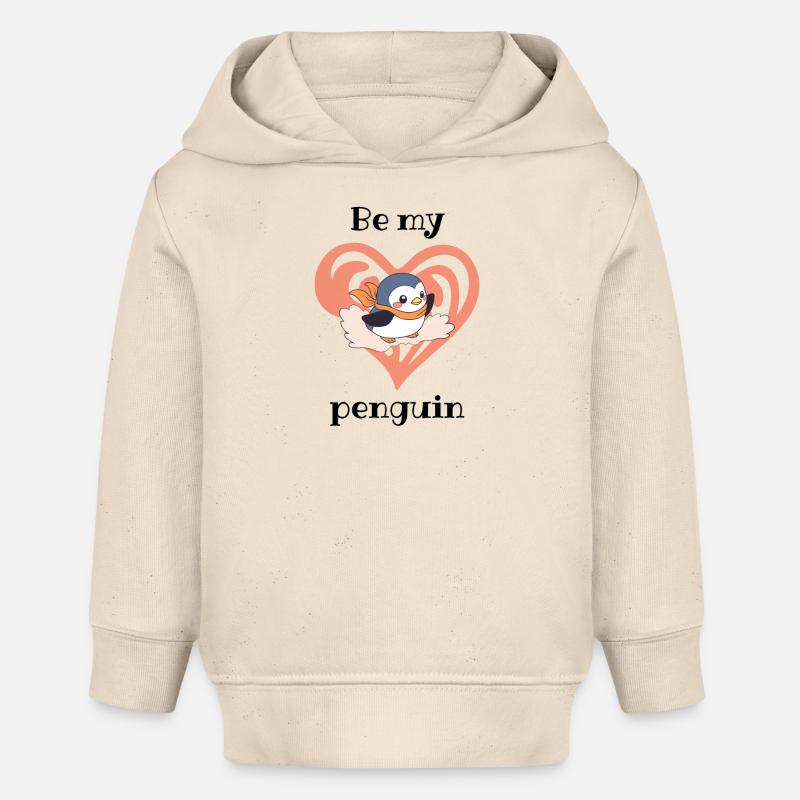 Pingouin Cœur avec Écharpe - Sweat à capuche bébé bio Stanley/Stella - écru doux