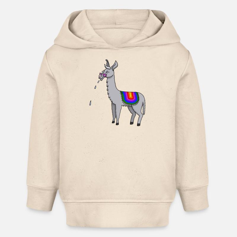Lama crachant - Sweat à capuche bébé bio Stanley/Stella - écru doux