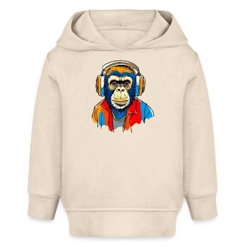 Monkey with headphones - Baby Organic Hoodie by Stanley/Stella - soft Ecru - Front
