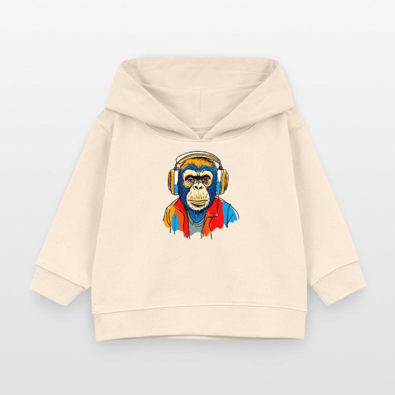 Affe mit Kopfhörern Baby Organic Hoodie Baby Cruiser von Stanley/Stella