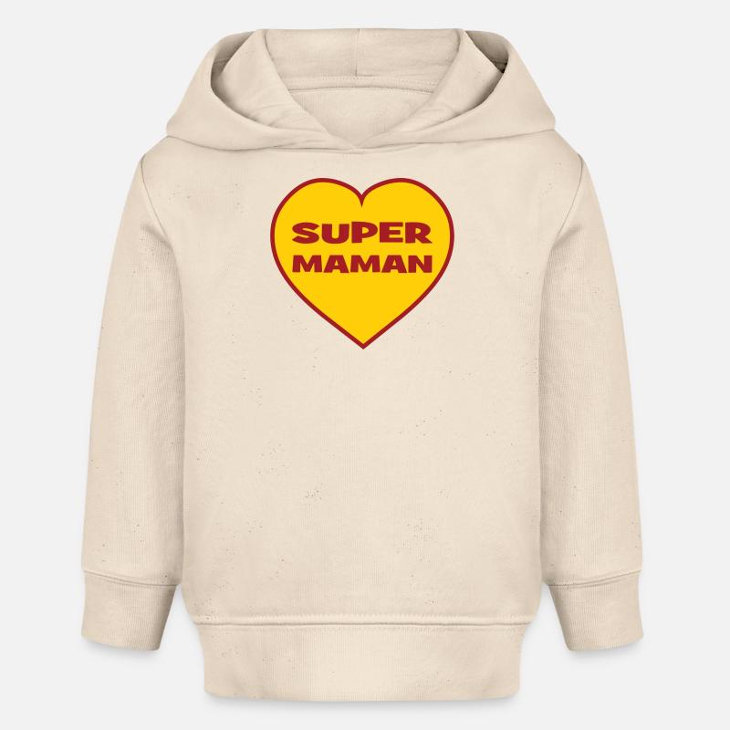 Super Maman - Fête des Mères - Sweat à capuche bébé bio Stanley/Stella - écru doux