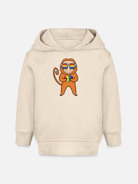 LGBT Tier Affe Regenbogen - Baby Organic Hoodie Baby Cruiser von Stanley/Stella - Natur