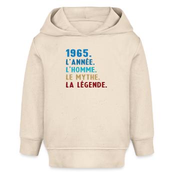 1965 Année Homme Mythe Légende - Sweat à capuche bébé bio Stanley/Stella - écru doux - Devant