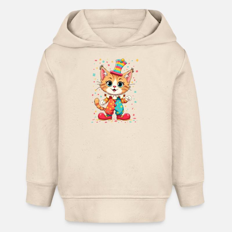 Chaton Clown Joyeux Impression Instantanée - Sweat à capuche bébé bio Stanley/Stella - écru doux