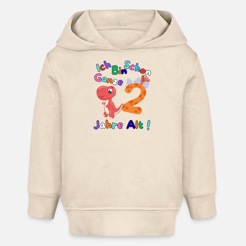 Design d’anniversaire – J’ai 2 ans - Sweat à capuche bébé bio Stanley/Stella - écru doux