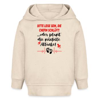 Bitte leise sein, die Chefin schläft Babysprüche - Baby Organic Hoodie Baby Cruiser von Stanley/Stella - Natur - Vorne
