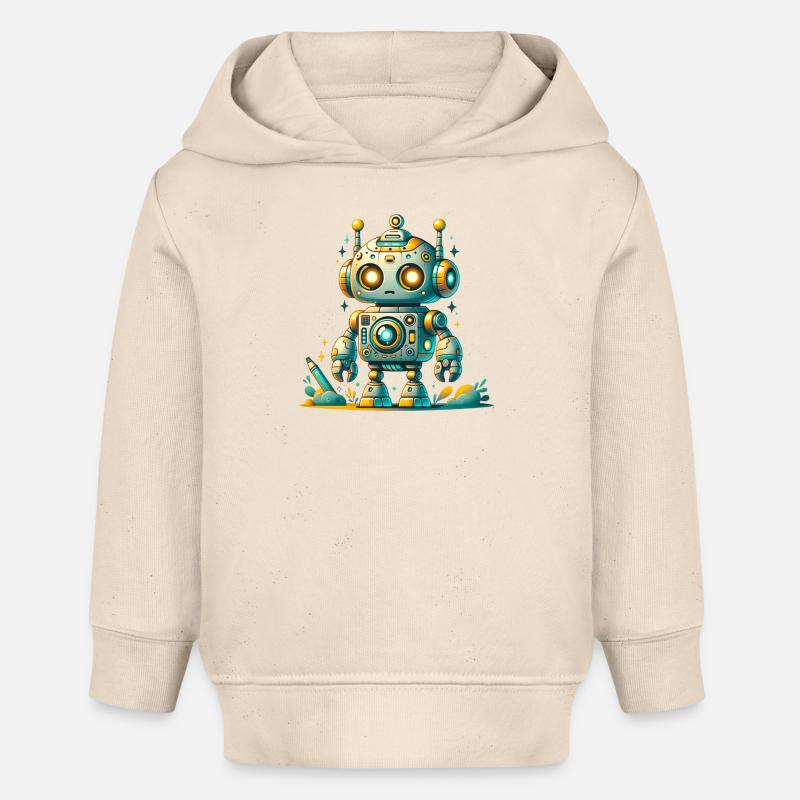 Robots pour enfants - Sweat à capuche bébé bio Stanley/Stella - écru doux