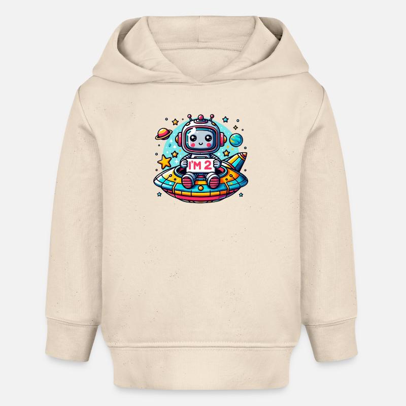 J’ai 2 ans deuxième anniversaire - Sweat à capuche bébé bio Stanley/Stella - écru doux