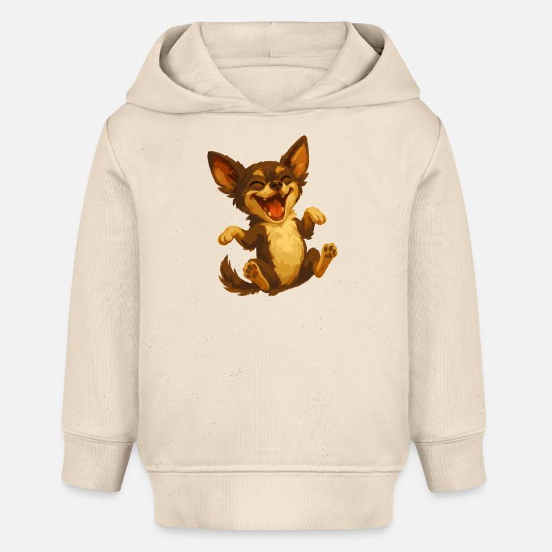 Chihuahua rieur dessin animé chien - Sweat à capuche bébé bio Stanley/Stella - écru doux