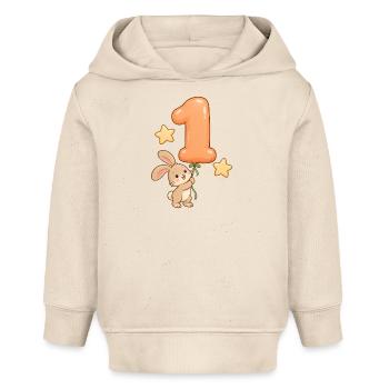 1. Geburtstags-Hasen-Shirt für Kinder - Baby Organic Hoodie Baby Cruiser von Stanley/Stella - Natur - Vorne