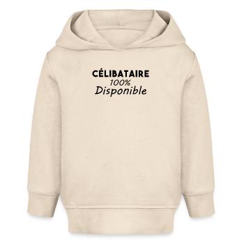 Célibataire 100% disponible Cadeau Drôle Valentin - Sweat à capuche bébé bio Stanley/Stella - écru doux - Devant