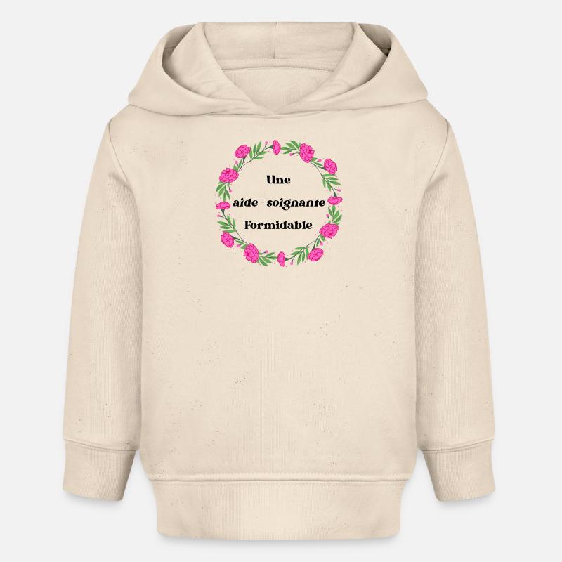 Une aide soignante formidable - couronne de fleurs - Sweat à capuche bébé bio Stanley/Stella - écru doux