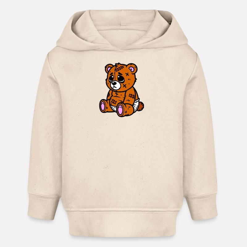 Petit ours triste - Sweat à capuche bébé bio Stanley/Stella - écru doux
