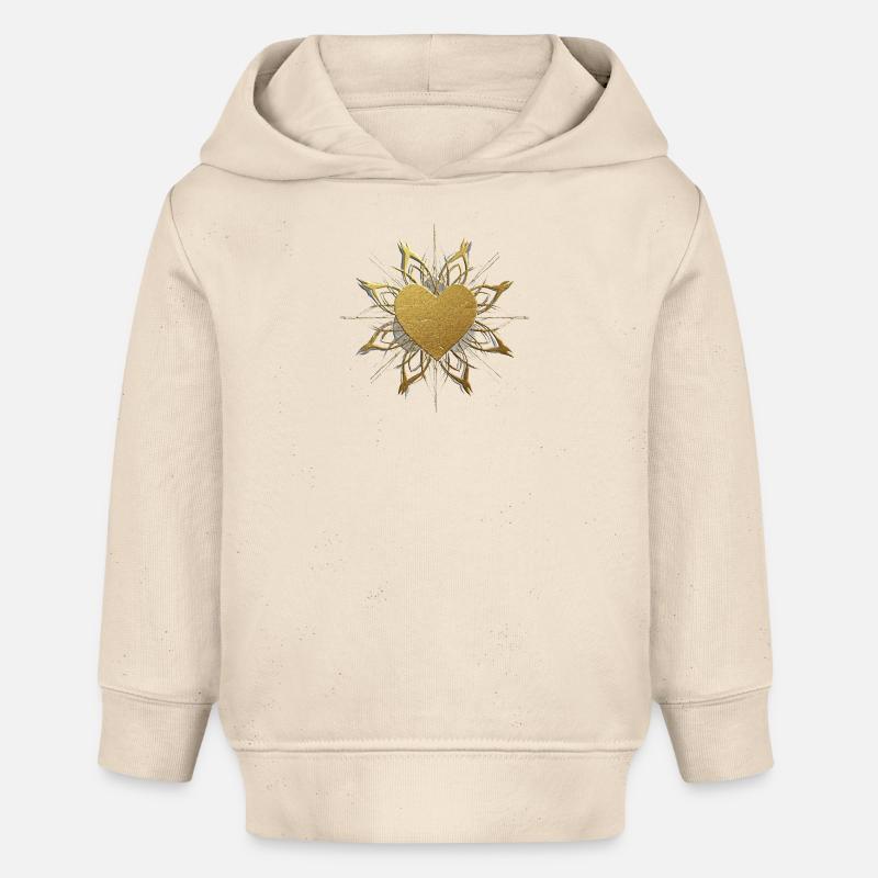 Ornement de coeur doré - Sweat à capuche bébé bio Stanley/Stella - écru doux
