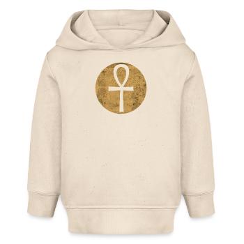 Croix égyptienne Ankh dans cercle doré - Sweat à capuche bébé bio Stanley/Stella - écru doux - Devant