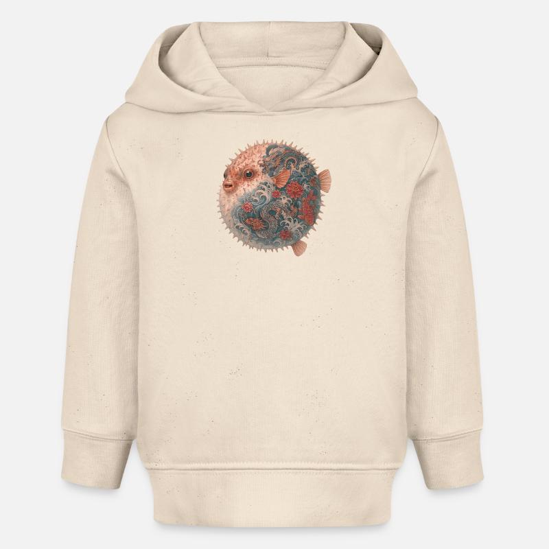 Yakuza Pufferfish – Calme sous pression - Sweat à capuche bébé bio Stanley/Stella - écru doux