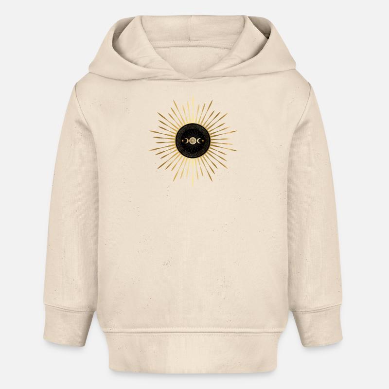 Aube dorée soleil et lune - Sweat à capuche bébé bio Stanley/Stella - écru doux