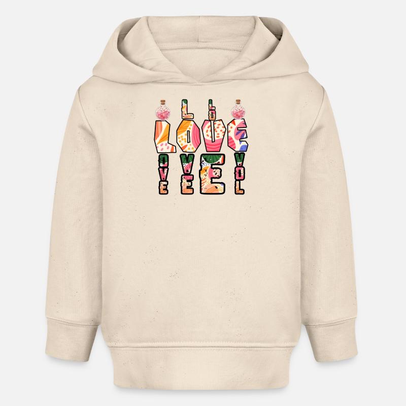 Lettres d’amour colorées bohèmes - Sweat à capuche bébé bio Stanley/Stella - écru doux