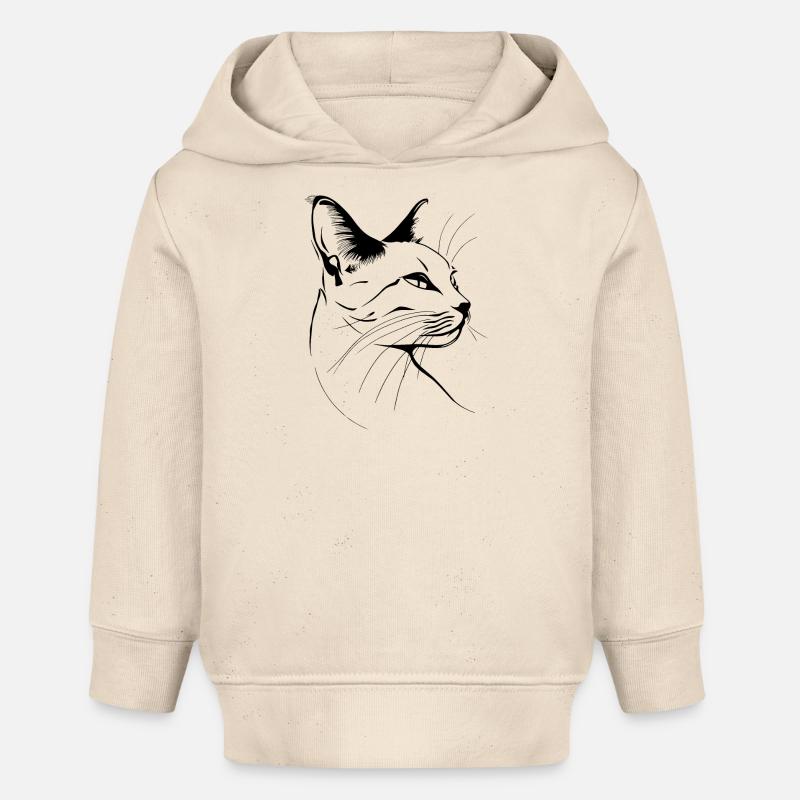 Chat, Motif De Chat, Visage De Chat - Sweat à capuche bébé bio Stanley/Stella - écru doux