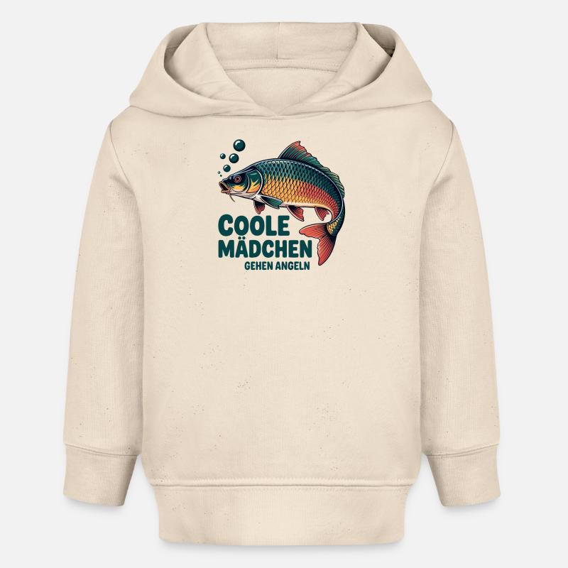 Les filles cool vont pêcher - Sweat à capuche bébé bio Stanley/Stella - écru doux
