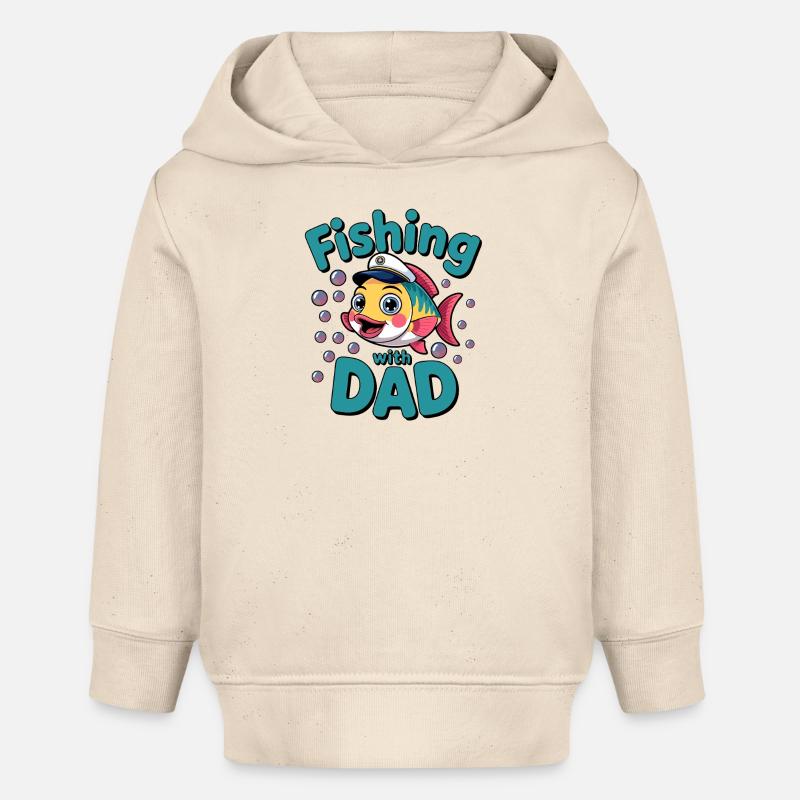 Pêche Pêche avec papa - Sweat à capuche bébé bio Stanley/Stella - écru doux