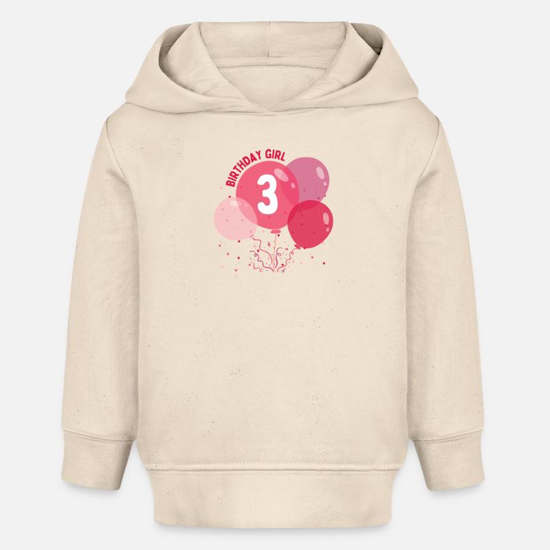 Fille d’anniversaire 3ème anniversaire - Sweat à capuche bébé bio Stanley/Stella - écru doux