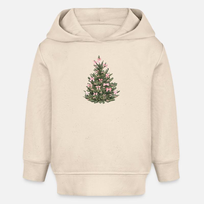 Sapin de Noël avec des rubans roses - Sweat à capuche bébé bio Stanley/Stella - écru doux