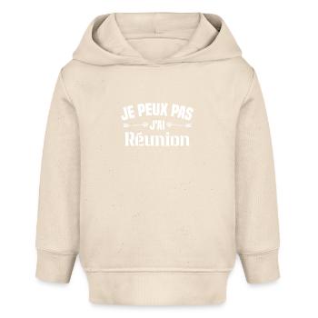 je peux pas j ai Réunion - Sweat à capuche bébé bio Stanley/Stella - écru doux - Devant